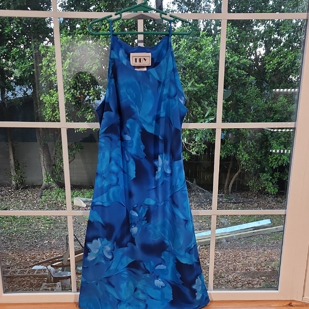 Blue Floral Sleeveless Dress